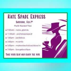 2/7 Kate Spade Express w/@makewisechouces! 5pm PST/8pm EST
